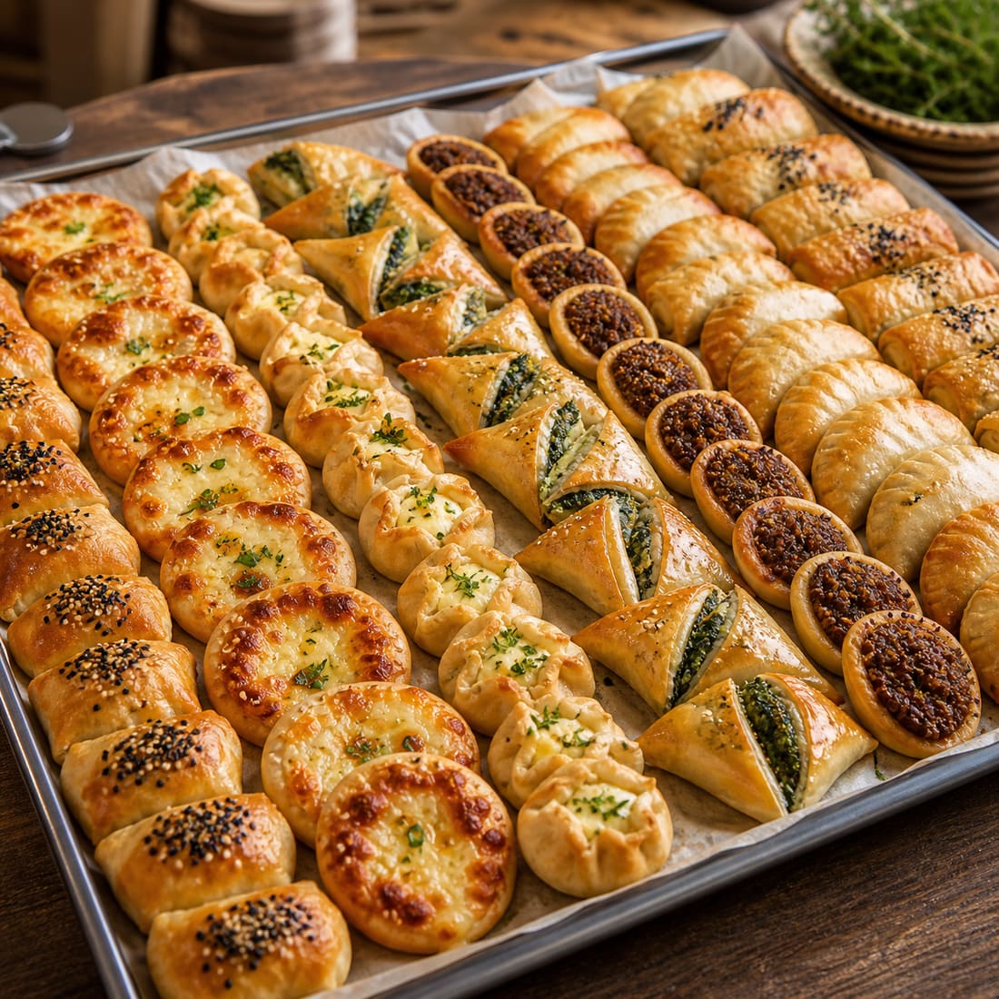 Assorted Lebanese mini pastries prepared on a tray